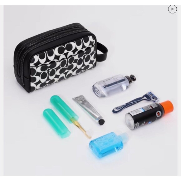 Coach CP202 Small Travel Kit In Signature Canvas Black Chalk Signature NWT $178 - Picture 9 of 9